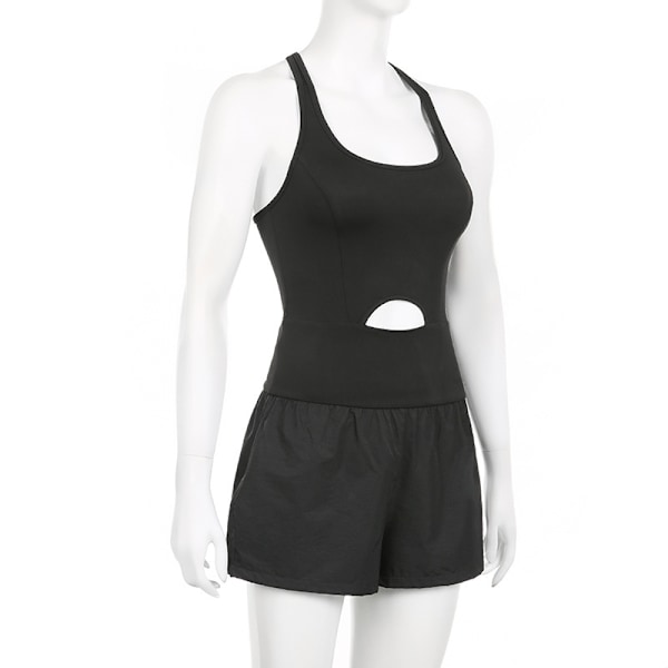 Träningsromper för kvinnor, löpshorts, atletisk helkroppsoverall black M