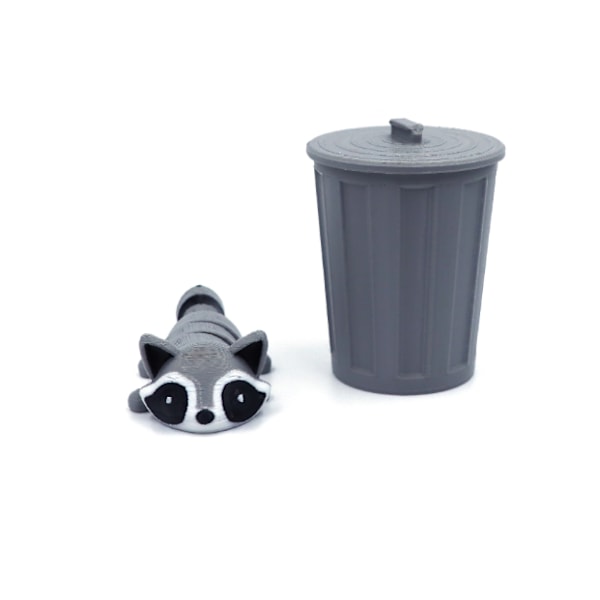 Artikulerad Fidget Tvättbjörn med Soptunna 3D-Printad Rörlig Tvättbjörn