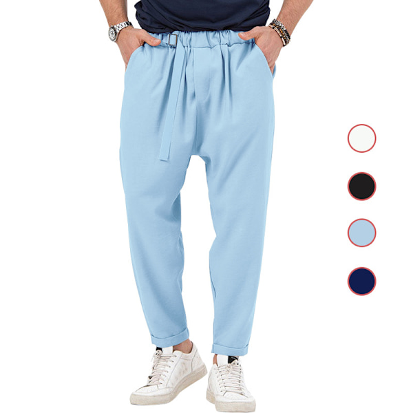Herr Haremsbyxor Elastisk midja Lös hippiebyxa Blue M