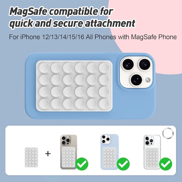 Magnetisk sugpropp telefonhållare för MagSafe-skal, silikon klibbigt telefongrepp för iPhone white