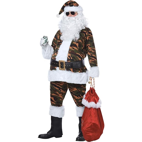Mænds Camouflage Julemand - Voksen Kostume Yellow 4XL
