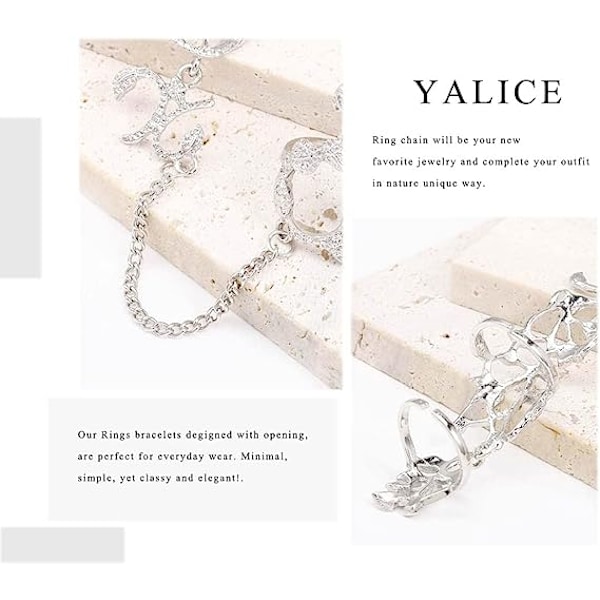 Charm Leaf Full Finger Rings Crystal Knuckle Ring Silver