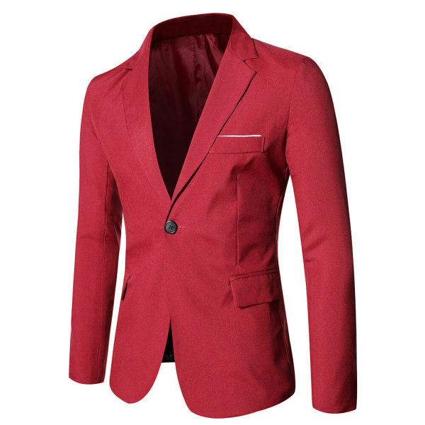 Casual Suit Slim Fit Jacketopp för män Red L