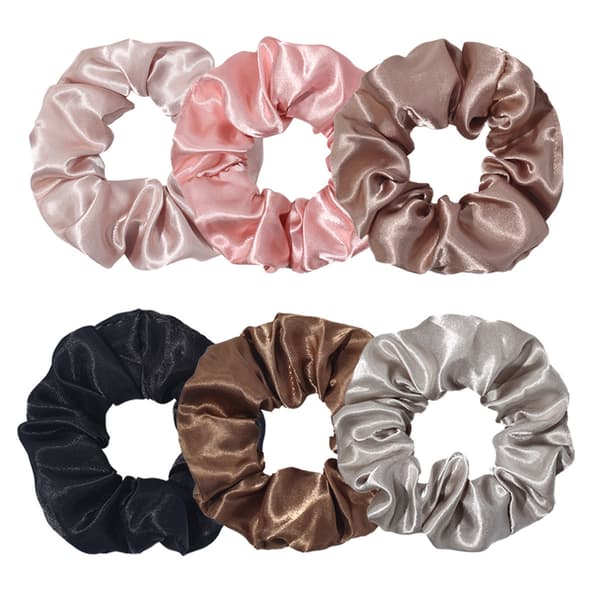 Silke Scrunchies Hårelastikker til Kvinder - Blød Sød Satin Silke Scrunchie til Krøllet Tykt Hår 6-pak polychrome