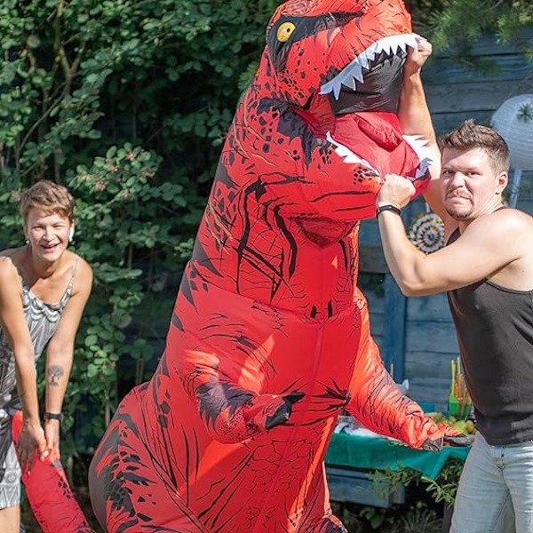 Uppblåsbar Dinosauriekostym för Vuxna, Dinosaurie Uppblåsbar Kostym för Vuxna Red