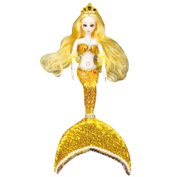 Barbiedocka sjöjungfruleksaker med paljetter yellow