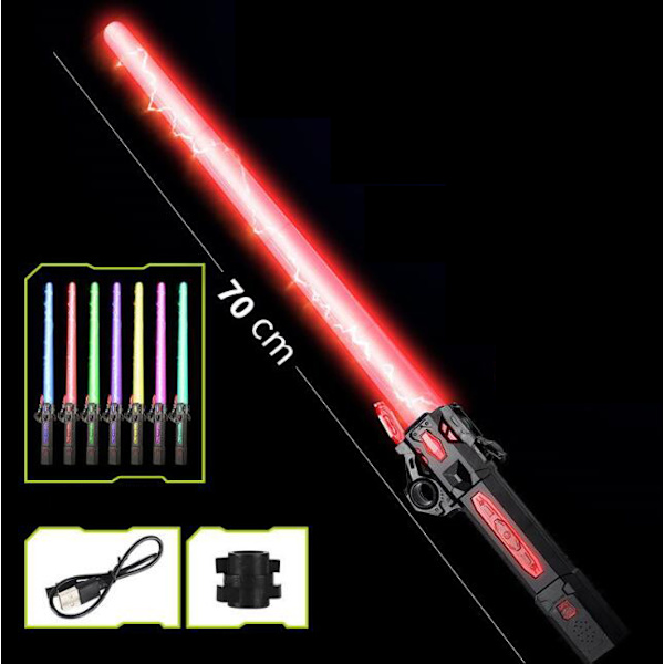 70 cm Teleskooppinen Laser-miekka, joka pyörii Black