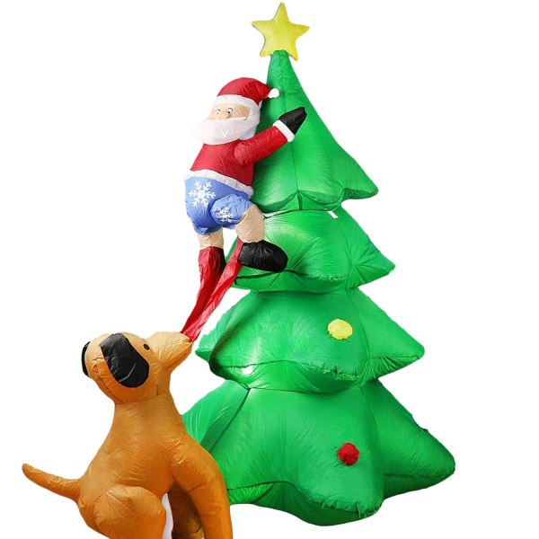 Uppblåsbart julträd med hundbett jultomten 1.8M