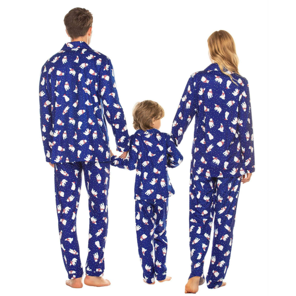 Familj julpyjamas Xmas Pyjamas matchande set Blue-Mother L