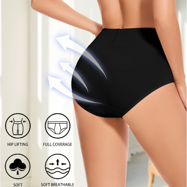 5-pakning Dame Bomull Høy Midje Truser Myke Stretch Damer Pustende Truser Set 2 4XL