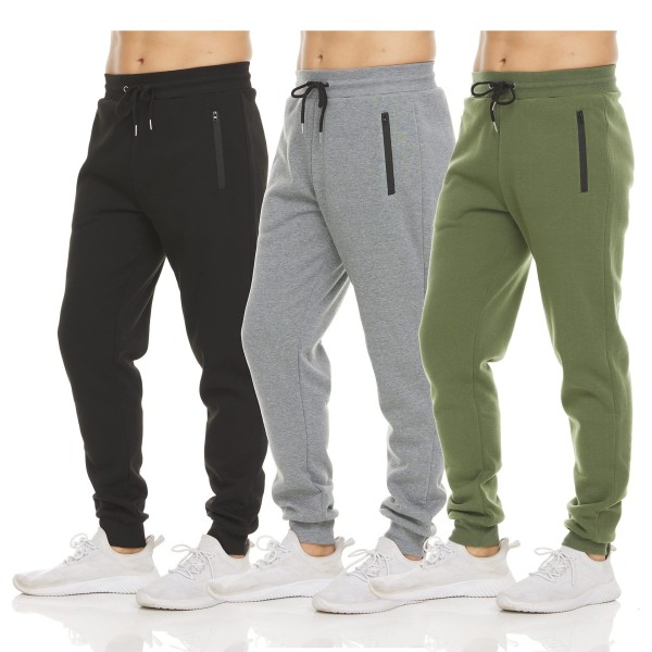 Mænds 3-pak Fleece Active Athletic Workout Jogger Sweatpants Set 1 2XL