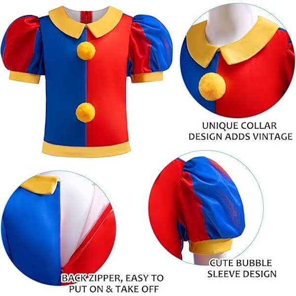 Flickor Clown Kostym Klänning Cirkus Cosplay Set red