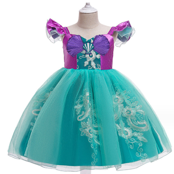 Lilla Sjöjungfrun Kostym för Flickor Sjöjungfruklänning, Klä Upp Tillbehör Ariel Prinsessa 140cm