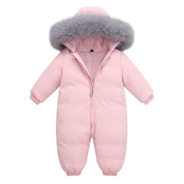 Baby Girls Winter Romper, Snowsuit Down Skiduit Tjock Jumpsuit Pink 110cm