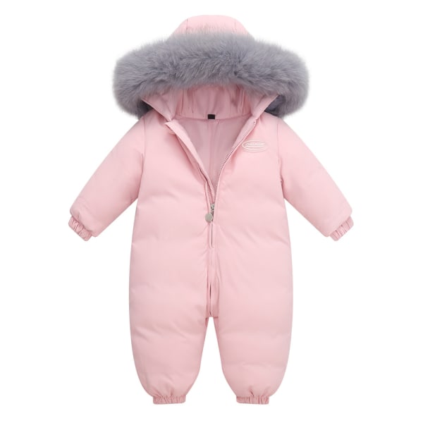 Baby Girls Winter Romper, Snowsuit Down Skiduit Tjock Jumpsuit Pink 80cm