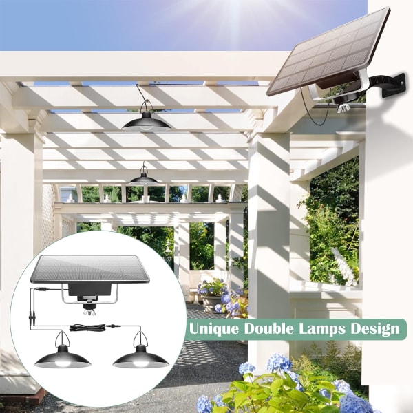 Dubbla Head Solar Pendel Lights, LED Solar Shed Lights White Light