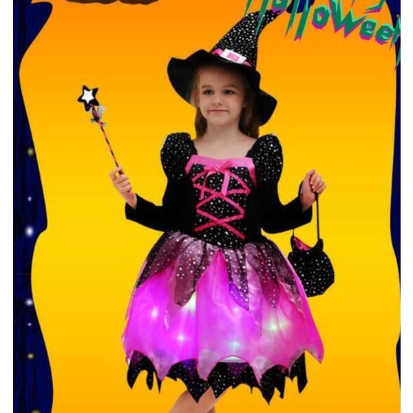 Lysande Halloween-Häxprinsessklänning 140CM