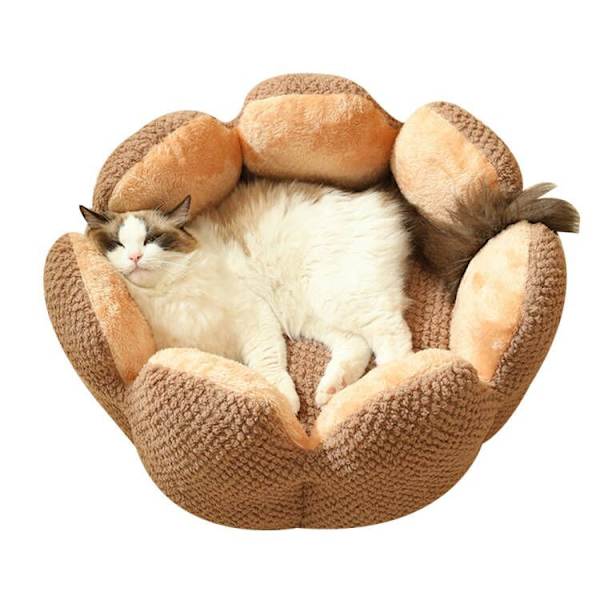 Pet Cactus Petal Nest Plush Thickening Cat Nest brown M