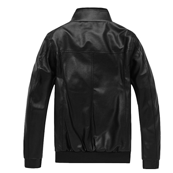 Mænds Afslappet Lynlås Slim Bomber Kunstlæderjakke Black XXL
