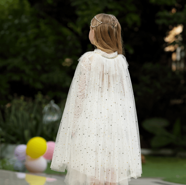 Prinsesskappa för små flickor Cape white M