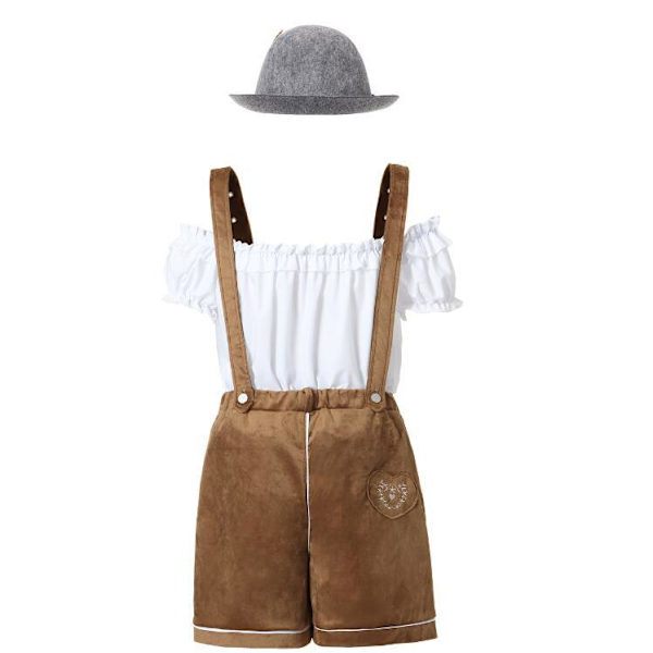 Naisten Oktoberfest-Halloween-palvelijapuku hatulla M