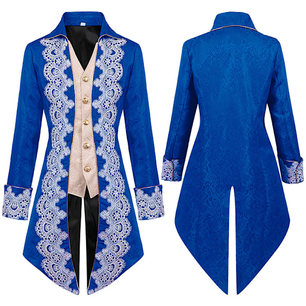 Miesten keskiaikainen steampunk-takki Victorian kirjallisuus retro gootti pukukoodi Blue M
