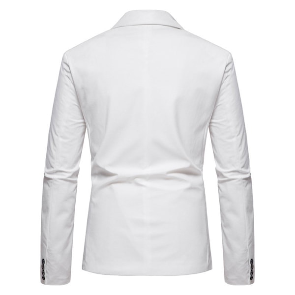 Herrkavaj med en Knapp, Enfärgad, Slim Fit, Lättviktsjacka White XL