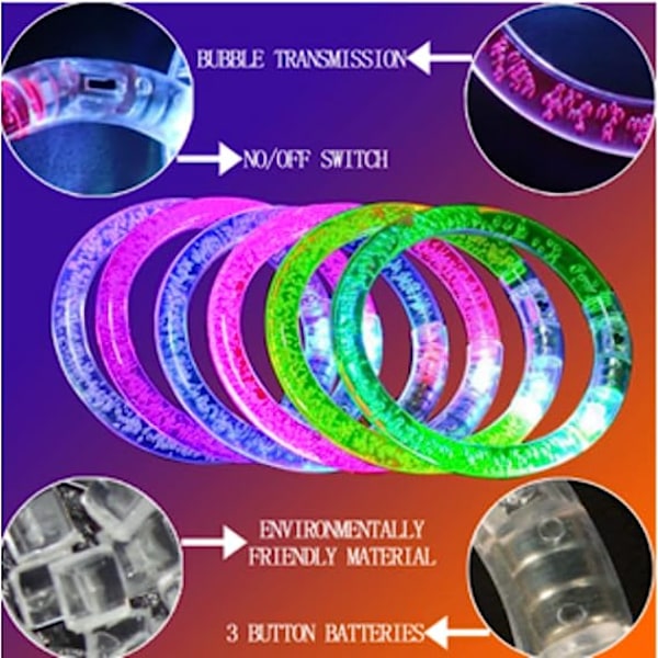 6st Glow Sticks LED-armband lyser upp leksaker Round