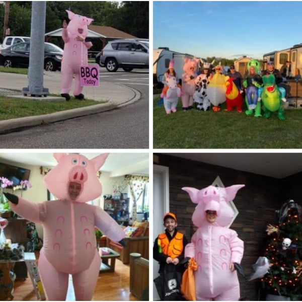 Uppblåsbar Piggy Dress Up Halloween Vuxen kostym Pink