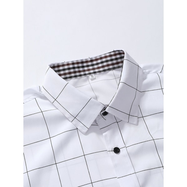 Rutig långärmad herrskjorta för företag white M