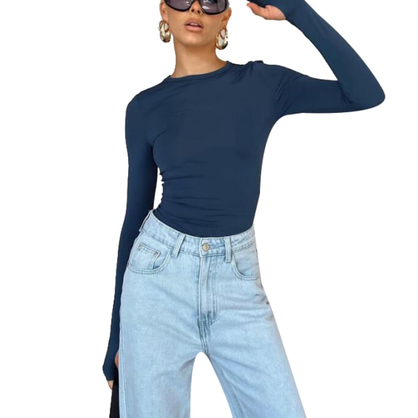 Långärmade Slim Fit-skjortor för kvinnor blue L
