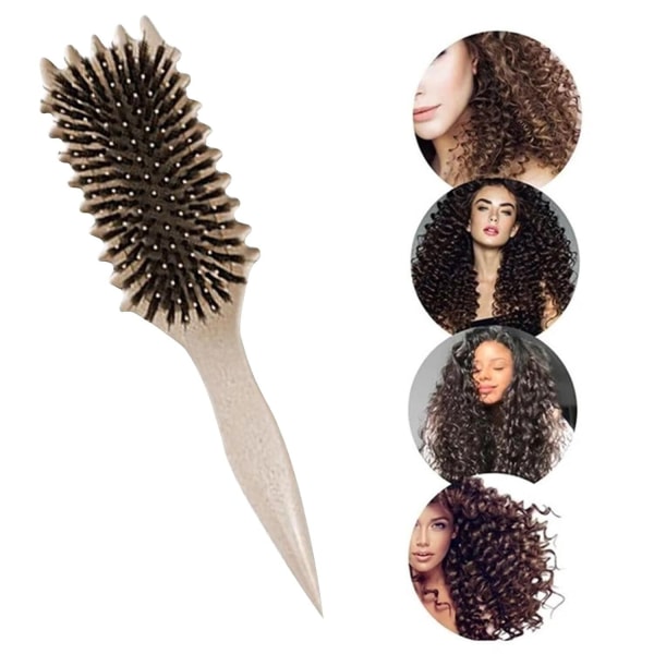 Krøllbørste - Bounce Curl Brush, Definerende Stylingbørste for Utredning BEIGE