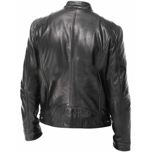 Læder bikerjakke til mænd Black XS