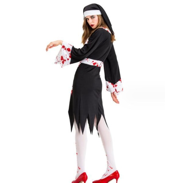 Zombie Blodplettet Nonne Kostume Halloween Cos Kostume XL