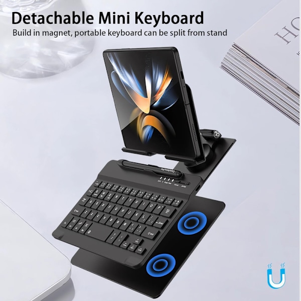 Samsung Galaxy Z Fold 6 5 4 -teline ja näppäimistöhiiri, kannettava mini Bluetooth-näppäimistö Black