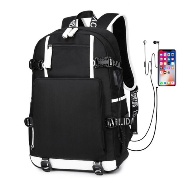 Ryggsäck med USB laddningsport black