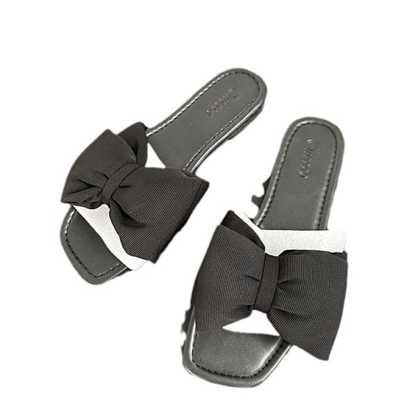 Knytbandssandal för Kvinnor Plattform Halksäker Sommarsandaler Black 38