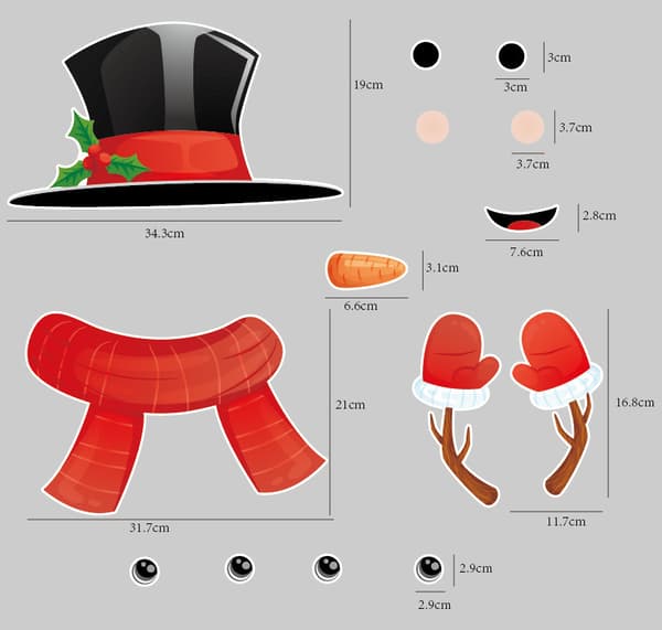 Snowman Kylskåpsmagneter Set med 16 st style2