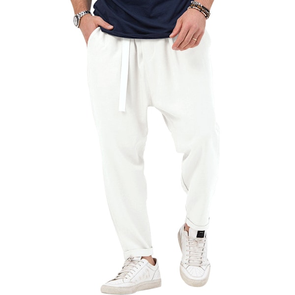 Herr Haremsbyxor Elastisk midja Lös hippiebyxa White M