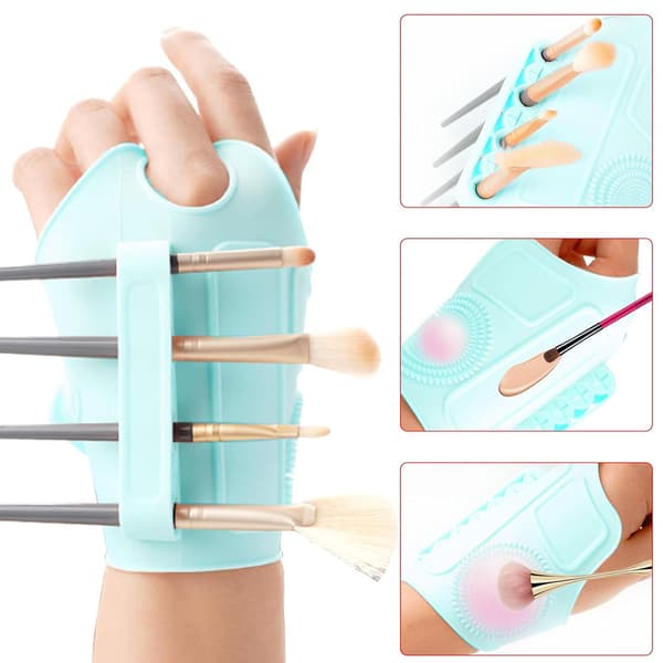 Makeup Blandingspalette Håndledsrem, Foldbar Makeupbørste Opbevaringspalette Blue