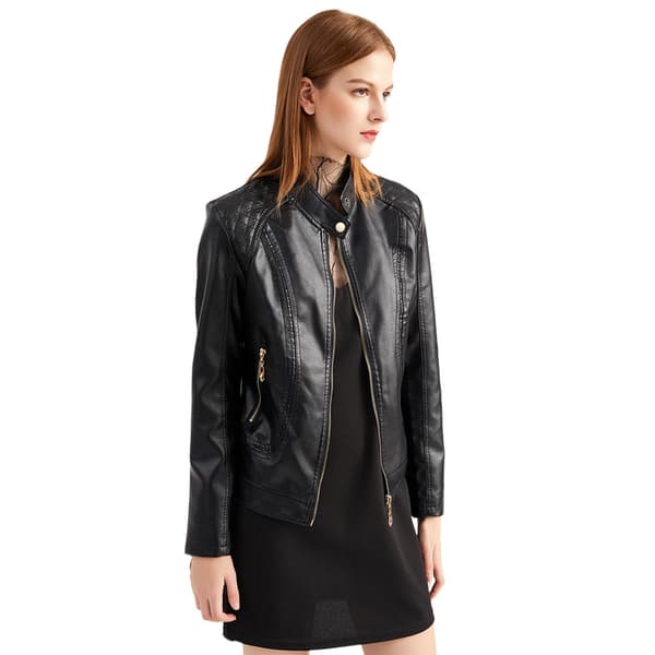 Damkonstläder Kort Casual Slim Jacka Black M