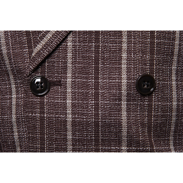 Herrar Väst i Randigt Tyg, Slim Fit, Formell Klädväst, Dubbelknäppt, Business Väst Coffee M