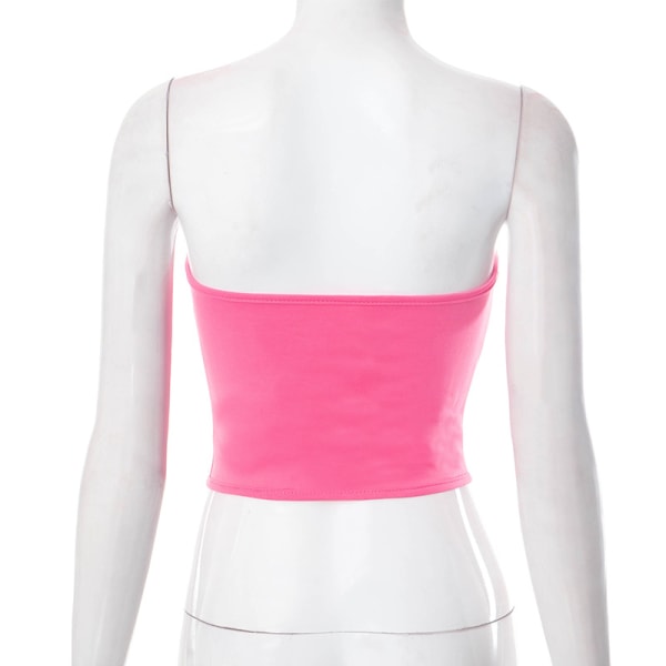 Dam Mesh Bustier Axelbandslös Öppen rygg Crop Top Rose M