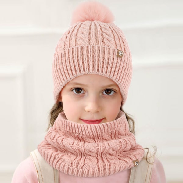 Barn Vinter Hat Handskar Scarf Set, Girls Toddler Hats color-3