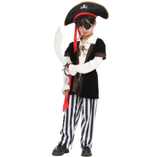 Pojkar Deluxe Piratkapten Barndräkt M