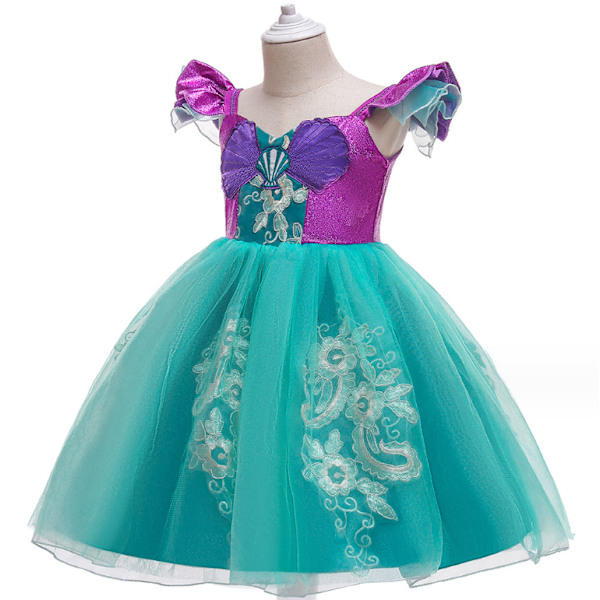 Lilla Sjöjungfrun Kostym för Flickor Sjöjungfruklänning, Klä Upp Tillbehör Ariel Prinsessa 100cm