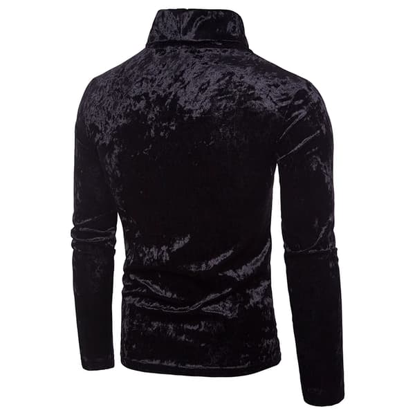 Herrar Sammet Velour Långärmad T-shirt Mocka Slim Fit Pullover Topp Black S