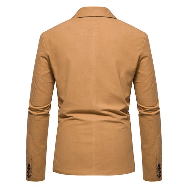 Herrkavaj med en Knapp, Enfärgad, Slim Fit, Lättviktsjacka Khaki M