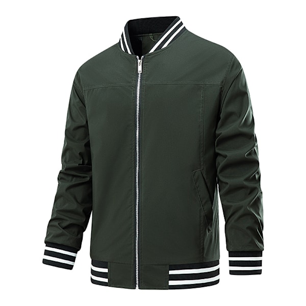 Mænds Jakke Casual Pilot Fuldt Lynlås Jakke Green XL
