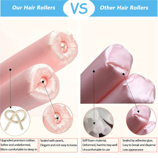 Varmefri Krøllebånd Hårruller Lazy Wave Hårruller Pink